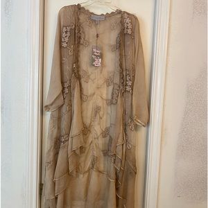 Pretty Angel Sheer Tan button kimono new with tags